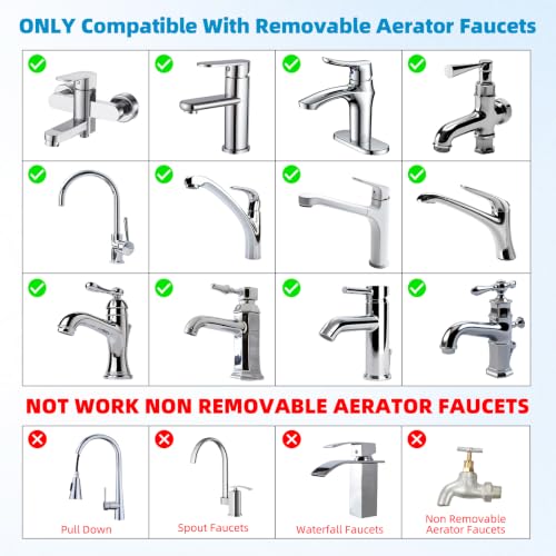 Hibbent cUPC Certified 2-function 360° Swivel Sink Aerator, Chrome | NSF/ANSI/CAN 61 Certified High Flow Faucet Extender with Metal Adapter for Kitchen & Bathroom, 55/64” Female Thread - color: Chrome