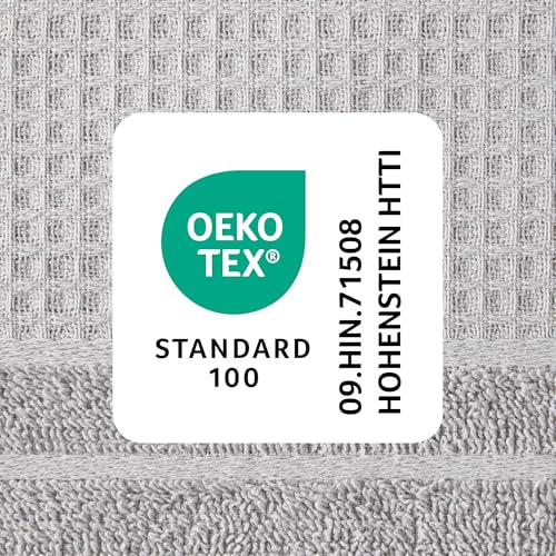 TOWN & COUNTRY BASICS 4-Piece Waffle Woven Terry Stripe Washcloth Set, 13x13-Inch, 100% Cotton, Quick Dry, Gray - color: Light Grey