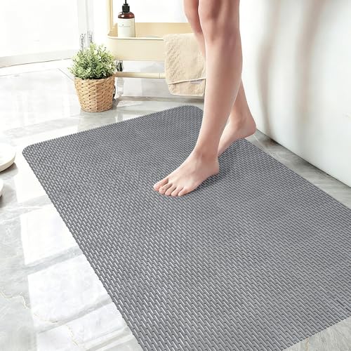 Non Slip Shower Mat: 47" X 32" Extra Large Shower Mats for Inside Shower - PVC Quick Dry Shower Stall Mat with Hundreds Drain Holes - size: 47" x 32" (Rectangular)