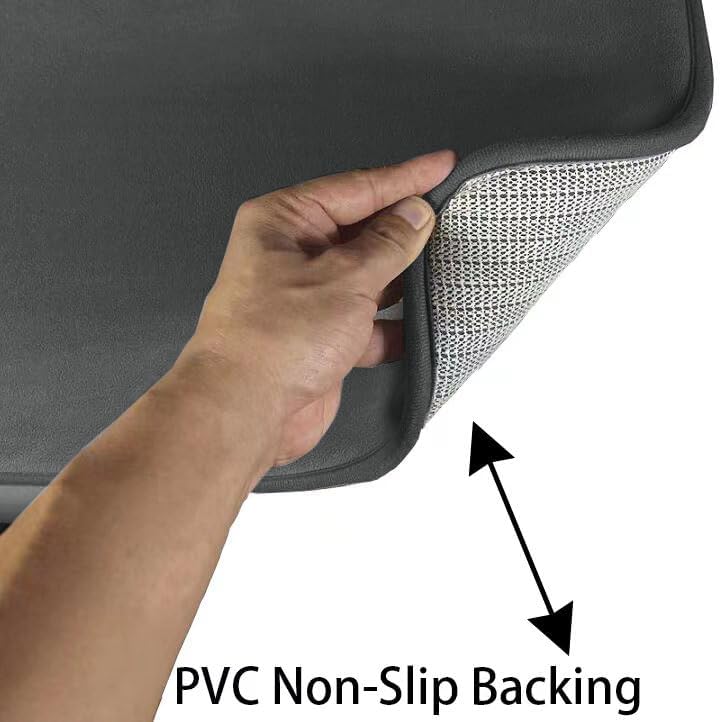 Madeals Memory Foam Long Bathroom Mat and Toilet Rug Set 3 Piece and with Toilet Lid Cover and Tank Cover Set Dark Gray - color: Dark Gray, size: 20"x46"/20"x32"/Contour/Lid Cover/Tank Cover