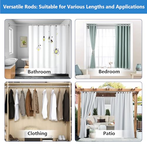 Umimile Shower Curtain Rod, 1 Inch Adjustable Spring Tension Curtain Rod - color: Stainless Steel, size: 42-70”