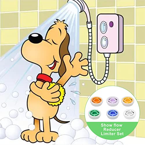 MAYYAYA 7-Pc Brass Shower Flow Saver Kit, 1/2G, 6 Color Options | MAYYAYA brass flow saver kit: 6 color-coded reducers (1.2-2.5 GPM); durable 1/2G connector; fits fixed & handheld showers - color: Colours