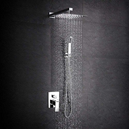 NearMoon Rain Shower Head, High Flow Stainless Steel Square Rainfall Shower, Waterfall Bath Shower Body Covering, Ceiling or Wall Mount (12 Inch, Chrome Finish) - color: Chrome Finish, size: 12 Inch Square