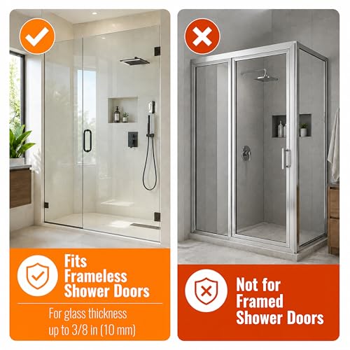 Over Glass Shower Towel Hooks, Shower Door Hooks, Black, 2 Pack | Stainless Steel, Heavy Duty, Easy Installation, Slim Design, Soft Padding, Shower Towel Hooks For Glass Shower Door