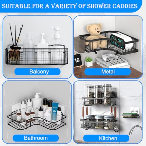 Shower Caddy Adhesive Replacement, Adhesive for Shower Caddy, Strong Shower Adhesive Strips Waterproof Transparent, No Drill Needed Holds 45 lbs for Bathroom Storage Shelves,Kitchen Racks-3PCS