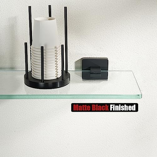 JQK Bathroom Glass Shelf Black, Tempered Glass Shower Storage 12 by 5 inches, 304 Stainless Steel Matte Black Wall Mount 2 Pack, TGS201L12-PB-P2 - color: Matte Black, size: 12 Inch(2 Pack)