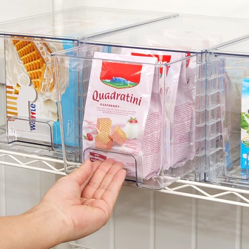 Vtopmart 4 Pack Stackable Clear Pantry Storage Drawers, Large | Large Clear Drawers with Handles. Stackable, Easy to Assemble, Non-slip and Sturdy for Pantry, Kitchen, Cabinet & Bathroom. - size: 2Pack 7"H