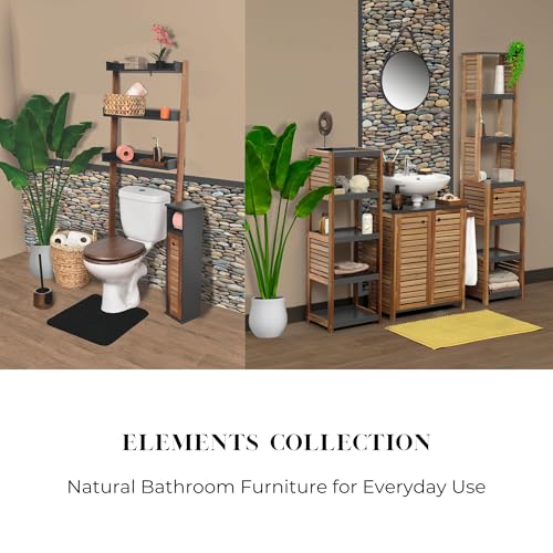 Tall Bathroom Storage Cabinet, Vented Door, Linen Tower, Slim, Brown-Gray | Engineered Wood, Art Deco, Space-Saving Bathroom Storage, Easy Assembly, Fits Small Bathrooms, Laundry, Hallway