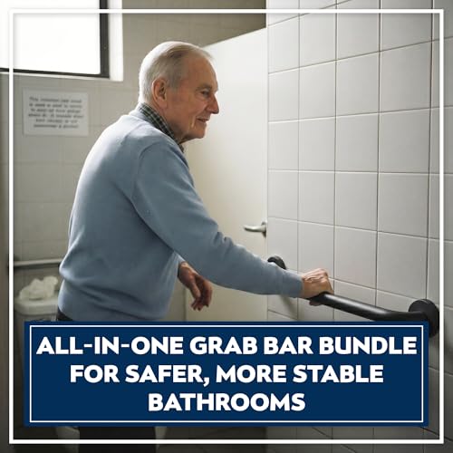 4-Pack Starter Bundle, 500 lb, 16/18/24/32 in, Matte Black | Complete Bathroom Safety Starter Bundle, For Seniors, 1.25 in Diameter, 500 lb Rated, All-in-One Shower Safety Solution - color: Matte Black