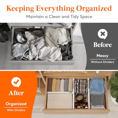 Lifewit 4" High Upgrade Drawer Divider, Adjustable Drawer Organizer Clothes | 13.5"-22" Expandable Plastic Drawer Separator for Dresser, Kitchen, Closet, Nursery, Office Organization & Storage, 5 Pack - size: 4"H, 13.5-22"L