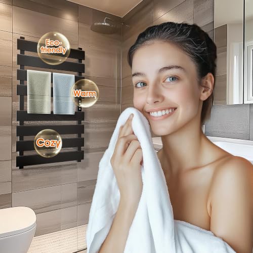 Poloma Freestanding Heated Towel Racks for Bathroom, Towel Warmer Rack, Towel Dryer, Matt Black. CSA Certified. | 2 IN 1 Freestanding & Wall Mounted, Electric Towel Dryer, Matt Black. CSA Certified. - size: WIDE BAR