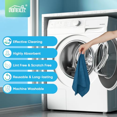 HOMEXCEL 24PK Microfiber Cleaning Cloth, Cleaning Rag for Home, 11.5x11.5in | Reusable, Lint Free, Scratch-Free and Highly Absorbent Towels for Kitchen, Window and Glass, Cars, Navy Blue - color: Navy Blue