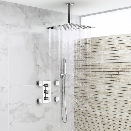 Ceiling Mounted Shower Arm with Flange, Universal Connection 1/2 NPT Straight, Made of Thicken Stainless Steel, Square Extension Arm for Fixed Rain Shower Head(4 Inch,Brushed Nickel) - color: Brushed Nickel, style: 4 Inch