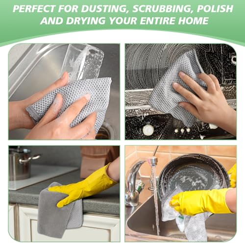 Dish Cloth for Washing Dishes Kitchen Washcloth Cleaning Cloth | 12x12inch 10pack Kitchen Towels Rags, Microfiber Cleaning Cloths, Wash Cloths with Poly Scour Side, Wholesale, Grey - color: Grey, size: 12inchx12inch 10pack