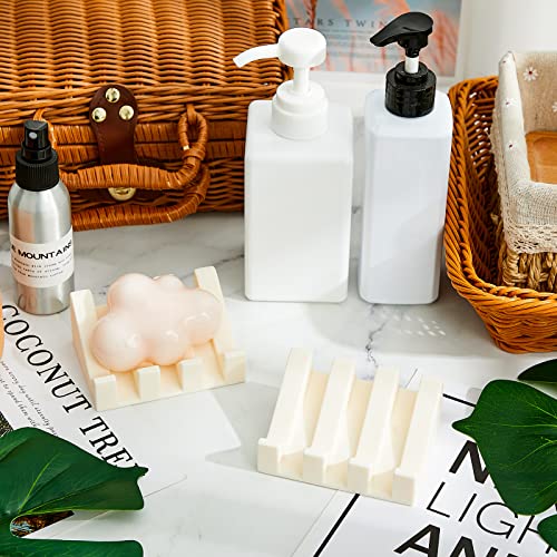 1 Piece Silicone Soap Dish Self Draining Soap Dish Shower Waterfall Bar Soap Holder Tray with Drain Soap Saver for Kitchen Bathroom Accessories (Cream White) - color: Cream White