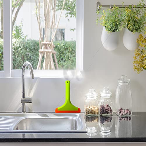 2pcs Silicone Squeegee for Shower Glass Door, Window Cleaning, Auto Water Blade, Water Wiper, Shower Squeegee, 5.9'' Blade and 7.5'' Long Handle for Car Windshield, Window, Mirror, Glass Door.
