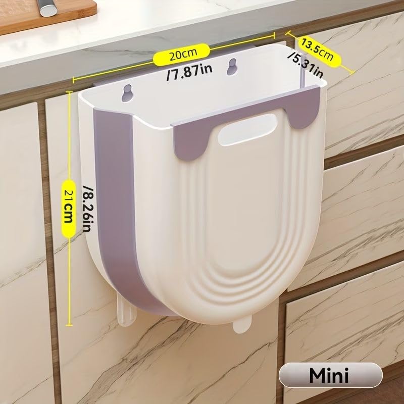 Collapsible Waste Bin for Kitchen, Kitchen Trash Can, Wall Mounted Waste Bin for Kitchen & Bathroom, Purple - color: Purple