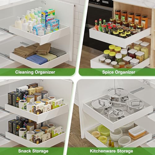 MyLifeUNIT Wood Pull Out Drawer for Cabinet Fully Assembled, 20" W x 21" D | Soft Close, Full Extension Pull-Out Cabinet Organizer Shelf, Slide Out Drawer for Kitchen Cabinet, Easy Bottom Installation - size: 20"W x 21"D x 4.3"H
