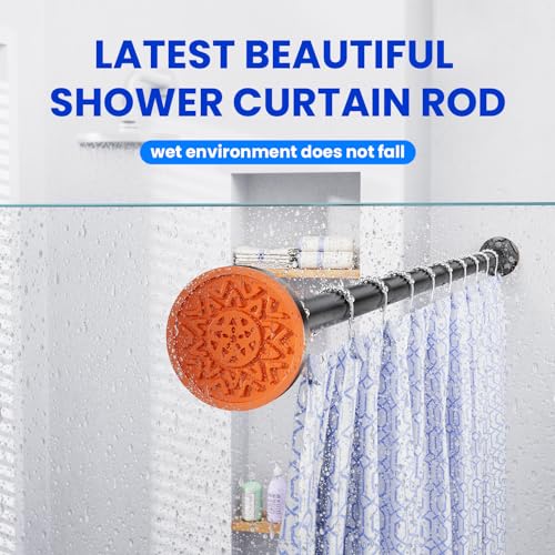 TITGIPE Black Shower Curtain Rod 32-80 Inches, No Drilling Tension Curtain Rod, Rust Proof Adjustable Spring Rods for Bathroom and Window, Stainless Steel - color: black, size: 32-80 inches