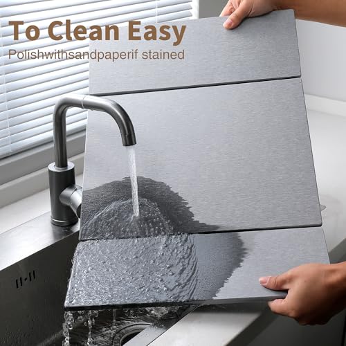 Foldable Stone Dish Drying Mat for Kitchen Counter, Diatomaceous Earth Drying Mat with Non-Slip Backing, Heat Resistant Multifunctional Mat for Kitchen & Bathroom, Instant water absorption-(24"×16") - color: Light Gray1