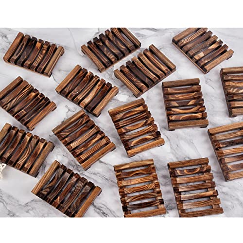 15 Pieces Wooden Soap Dish, Bathroom Wooden Soap Case, Hand Craft Bathtub Shower Dish Accessories - color: Brown-15 Pcs