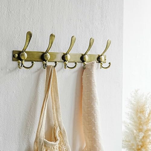 Coat Rack Wall Mount, Heavy Duty 12-Gauge Base vs Flimsy 1mm, Double-Thick Solid Anti-Snap Hooks, 16” Stud-Mount, Stainless Steel Hanger for Clothes Hat Entryway Closet Mudroom, Bronze - color: Bronze, size: L=17" (1pcs)