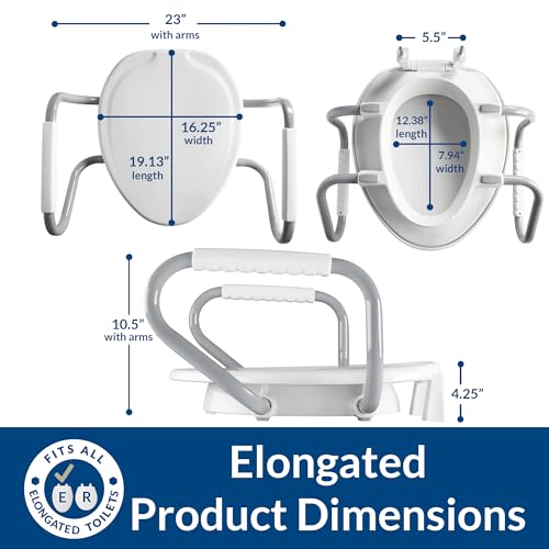 Bemis Assurance 3" Raised Toilet Seat with Handles and Bidet Attachment, Elongated - size: Elongated, style: Raised Seat with Handles