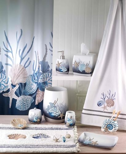 Avanti Linens – Bathroom Accessory, Resin Countertop Accessories, Oceanscape Inspired Bathroom Decor (Blue Lagoon Collection) - size: 4-Piece Accessories