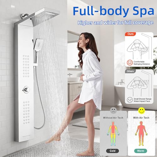 Lengthened Shower Panel Tower System,Rain Shower Head Rainfall Waterfall Shower,Handheld High Pressure Rain Massage System(Silver) - color: Silver, style: Upgrade and lengthen