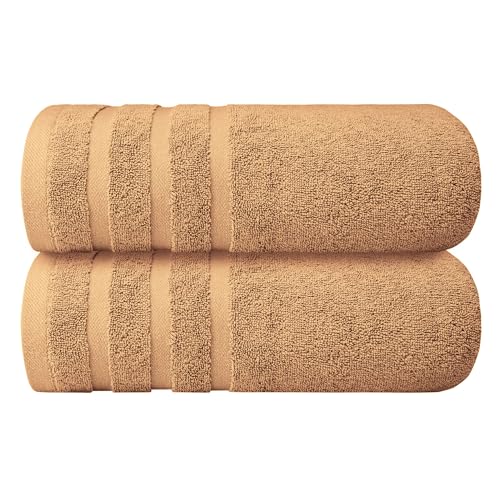 Infinitee Xclusives 100% Ring-Spun Cotton Bath Towels for Bathroom - Pack 2 | Luxury Super Soft, Absorbent & Quick-Drying |27x54 inches| Large Bathroom Towels Set |600 GSM| Gym, Shower, Spa & Hotel Use - color: Cosmic Sand
