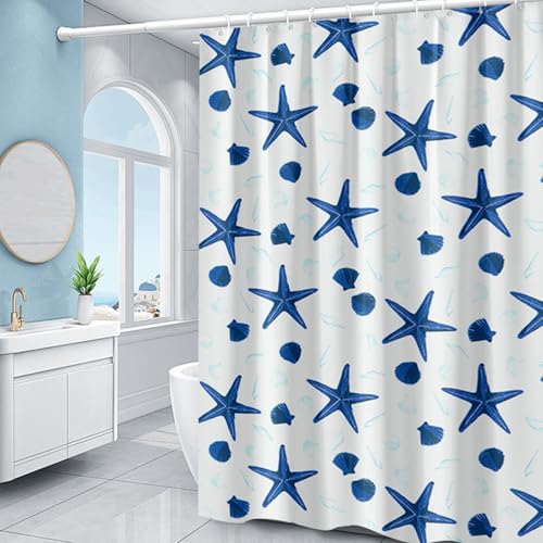 Plastic Shower Liner - Premium PEVA 4G Shower Curtain Liner with Rustproof Grommets and 3 Weighted Magnets, Waterproof Shower Curtain for Bathroom… (Shellfish and Starfish, 72”*72”) - color: Shellfish and Starfish, size: 72”*72”