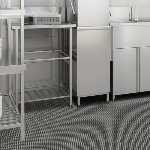 PVC Drainage Floor Mat 3x10Ft, Non-Slip 0.22'' Thick Heavy Duty Mesh Hole Pool Mat, Commercial PVC Mesh Hollow Mats, Outdoor Indoor Rug for Bathroom Patio Bath Shower Wet Area (Grey)