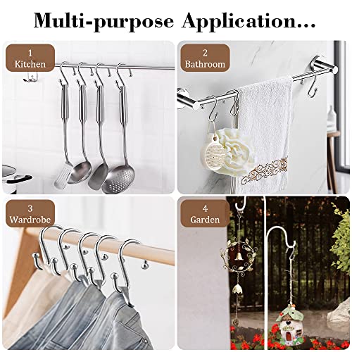 Shower Curtain Hooks, Set of 12 Rust Proof S Shaped Decorative Shower Curtain Rings,Multi-Purpose Hangers S Hooks (Chrome) - color: Chrome