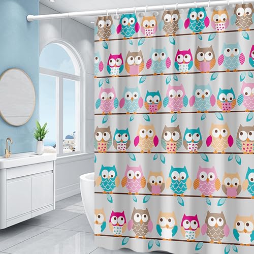 Plastic Shower Liner - Premium PEVA 4G Shower Curtain Liner with Rustproof Grommets and 3 Weighted Magnets, Waterproof Shower Curtain for Bathroom… (Owl, 72”*72”) - color: Owl, size: 72”*72”