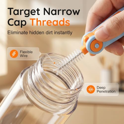 3 in 1 Cup Lid Cleaning Brush, 2026 New Multifunctional Crevice Cleaning Brush for Water Bottle Insulated Cup Tumbler Lid Groove Narrow Space Detail Cleaner Home Kitchen Gadgets (6PC) - color: 6pc