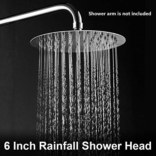 NearMoon Rain Shower Head, Ultra-Thin Design-Pressure Boosting, Awesome Some Experience, High Flow Stainless Steel Rainfall Head (6 Inch,Chrome Finish) - color: Chrome Finish, size: 6 Inch
