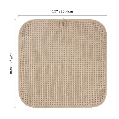 Microfiber Waffle Face Towels, 4 Pieces, Soft, Absorbent, Fast Drying, Lint Free 430 GSM (Beige) - color: Beige