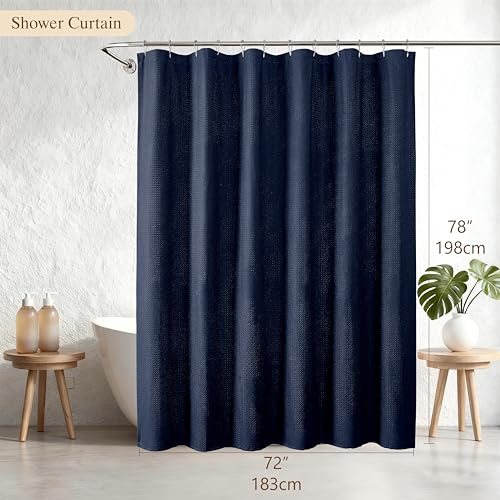 Aiyufeng Navy Blue Shower Curtains for Bathroom,Dot Like Embossed Textured Waterproof Fabric Shower Curtain,Hotel Luxury Quality & Soft Cloth,Machine Washable,72Wx78L - color: Navy Blue, size: 72"W x 78"L (Pack of 1)
