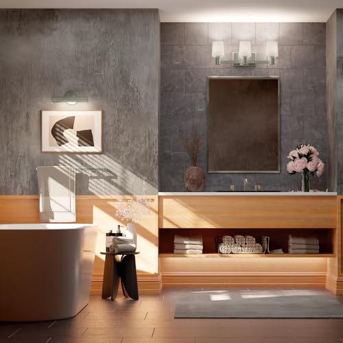 Kichler Adani 3-Light Bathroom Vanity Light, Brushed Nickel | Modern vanity light with opal glass for bathrooms and powder rooms (24" x 8.25"), 55176NI - color: Brushed Nickel, size: 24"