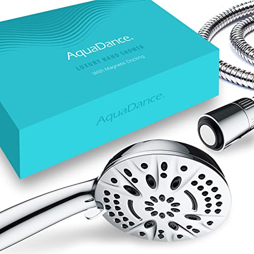 AquaDance New Magnetic Docking 8-setting High Pressure Handheld Shower Head | Space-age Magnetic Guidance Bracket System, Giant 5-inch Face, Extra-long 72-inch Stainless Steel Hose - All Chrome Finish - color: All Chrome