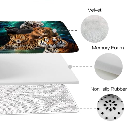 Bathroom Mat Set Cheetah Print Leopard Western Wildlife Animals Bathroom Rugs Sets 3 Piece Tiger Lion, Memory Foam Bath Rugs, U-Shaped Toilet Rug Non Slip Absorbent Green - color: Color8