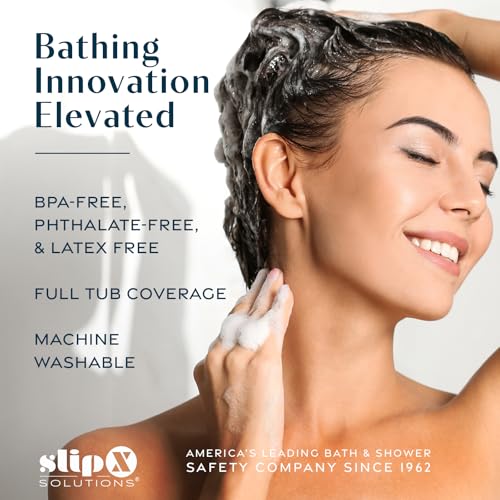 SlipX Solutions 39"x16" Power Grip Non Slip Bathtub Shower Mat, Gray | Stronger Wet Surface Protection, Soft Under Foot, 265+ Suction Cups, Large Drainage Holes - color: Solid Gray