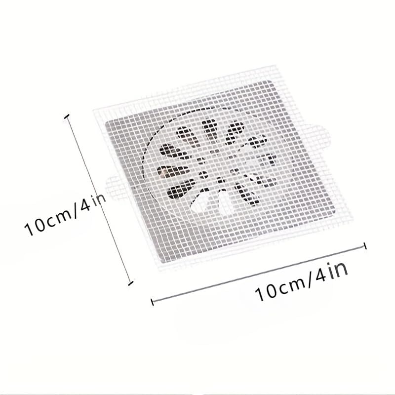 30 Pack Disposable Shower Drain Hair Catcher Mesh Stickers 4"x4" Strong Adhesive Mesh Covers for Bathroom, Kitchen & Laundry Waterproof Hair Trap Easy Apply & Remove