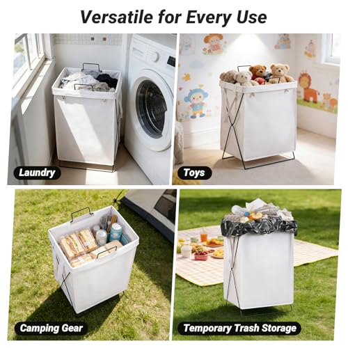 13-Gallon Slim Laundry Hamper – Collapsible Clothes Basket for Bedroom, Bathroom, Dorm & Apartment, Foldable Laundry Bin with X-Shaped Steel Support