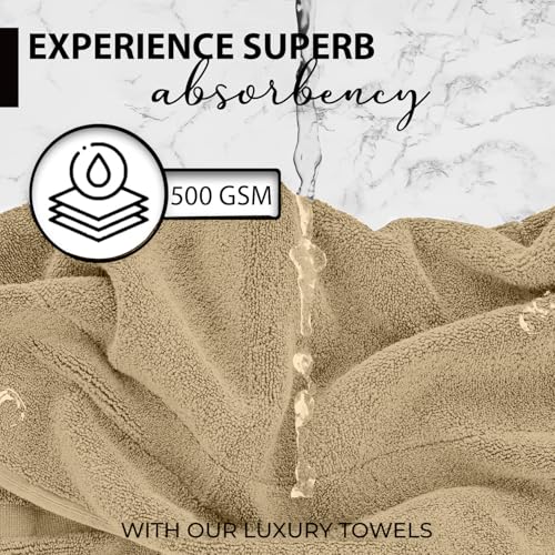 KAHAF COLLECTION 100% Cotton Bath Towels, 24x48 Pack of 6 Towels, Quick Dry, Highly Absorbent, Soft Feel Towel, Gym, Spa, Bathroom, Shower, Pool, Luxury Soft Towels (Beige, 24x48-6 Pack) - color: Beige, size: 24x48 - 6 PACK