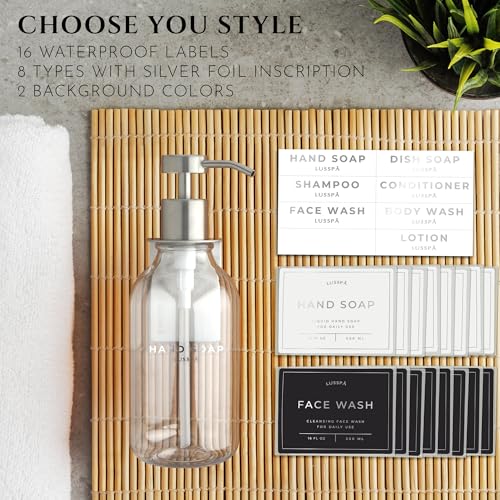 Shower Shampoo Dispenser Wall Mounted – Refillable 16.9 oz Clear Bottle with Stainless Steel Pump & No-Drill Adhesive Holder – Soap Dispenser for Bathroom (1 X Clear/Silver) - color: 1 X Clear/Silver