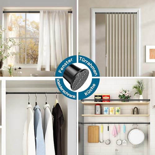 AIZESI Tension Curtain Rod 18-36 inch,2Pcs Adjustable Tension Rod Black Curtain Tension Rod No Drilling Small Tension Rod Spring Tension Curtain Rod - color: Black, size: 18“-36“-2P