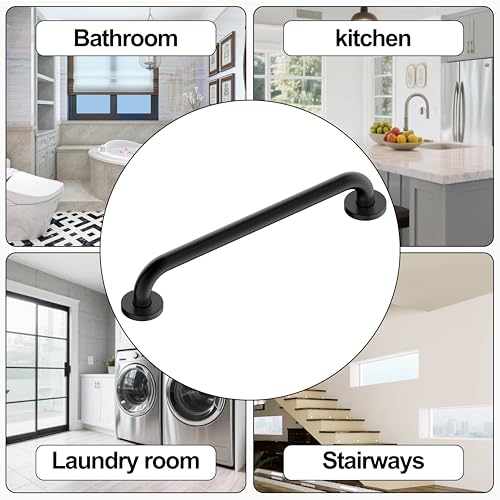 16 Inch Grab Bar 304 Stainless Steel Anti-Slip Bathroom Safety Handrail Wall Mount Assist Grip for Elderly Handicap Bathtub Shower Toilet,GB-4023-MT, Matte Black - color: Matte Black