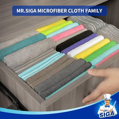MR.SIGA Microfiber Cleaning Cloths, Streak Free Microfiber Towels, 12 Pack | All-purpose microfiber cloths, ultra absorbent, reusable household cleaning towels, Purple, 32 x 32 cm(12.6 x 12.6 inch) - color: Purple
