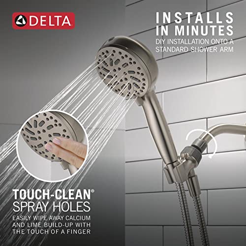Delta Faucet ProClean Brushed Nickel Shower Head with Handheld, Showerhead with High Pressure Spray, Handheld Shower Head, 6 Spray Settings, SpotShield Brushed Nickel 75740SN - color: SpotShield Brushed Nickel